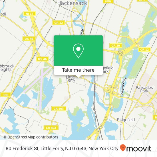 Mapa de 80 Frederick St, Little Ferry, NJ 07643