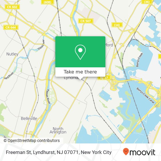 Mapa de Freeman St, Lyndhurst, NJ 07071