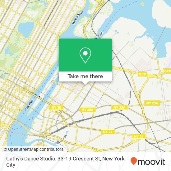 Mapa de Cathy's Dance Studio, 33-19 Crescent St