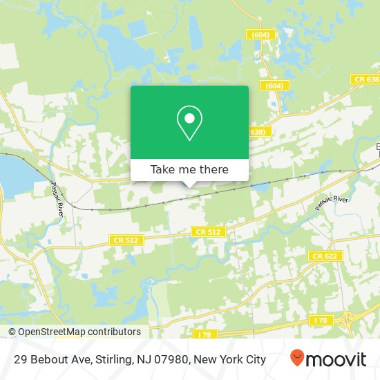 Mapa de 29 Bebout Ave, Stirling, NJ 07980