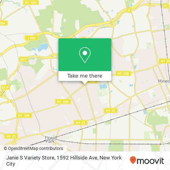 Mapa de Janie S Variety Store, 1592 Hillside Ave