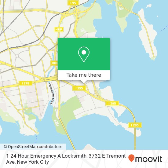 Mapa de 1 24 Hour Emergency A Locksmith, 3732 E Tremont Ave