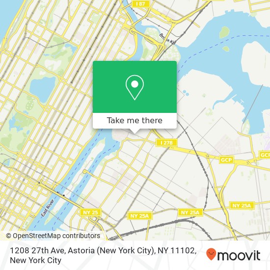 Mapa de 1208 27th Ave, Astoria (New York City), NY 11102