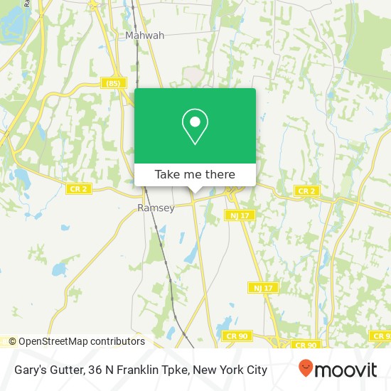 Mapa de Gary's Gutter, 36 N Franklin Tpke