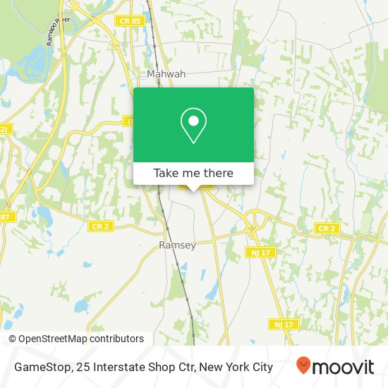 Mapa de GameStop, 25 Interstate Shop Ctr