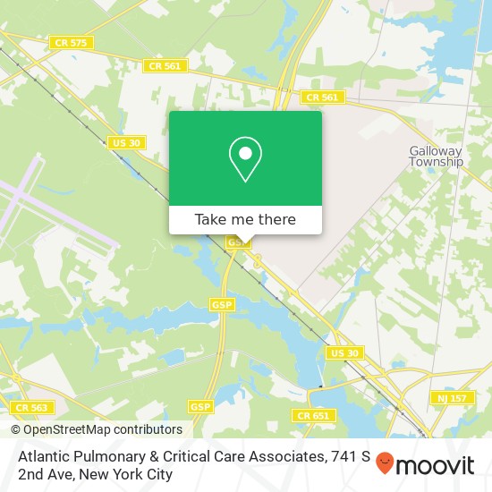 Mapa de Atlantic Pulmonary & Critical Care Associates, 741 S 2nd Ave