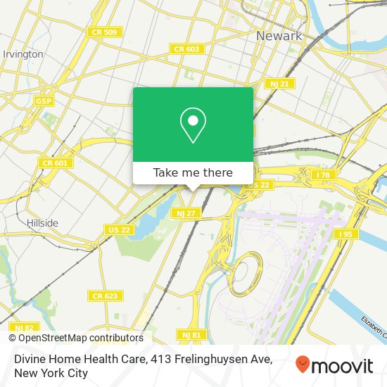 Mapa de Divine Home Health Care, 413 Frelinghuysen Ave