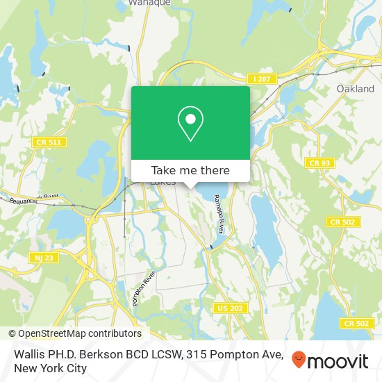Mapa de Wallis PH.D. Berkson BCD LCSW, 315 Pompton Ave