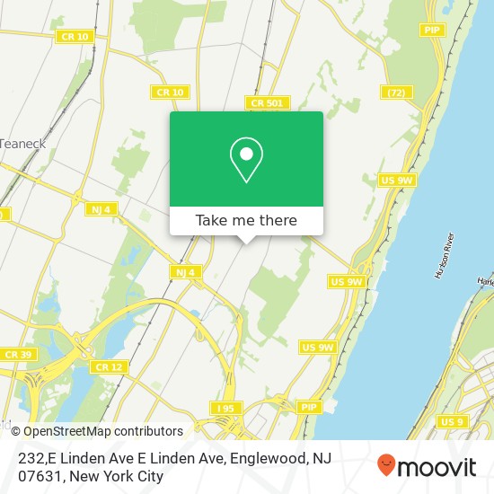 Mapa de 232,E Linden Ave E Linden Ave, Englewood, NJ 07631