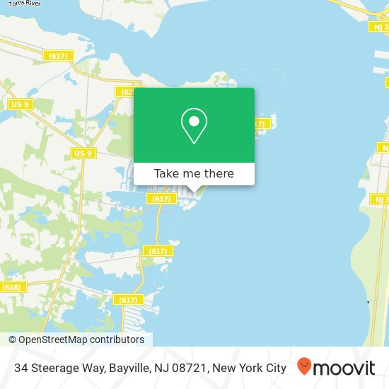 Mapa de 34 Steerage Way, Bayville, NJ 08721