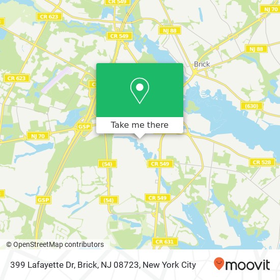 Mapa de 399 Lafayette Dr, Brick, NJ 08723