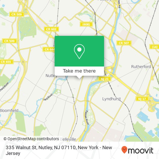 Mapa de 335 Walnut St, Nutley, NJ 07110