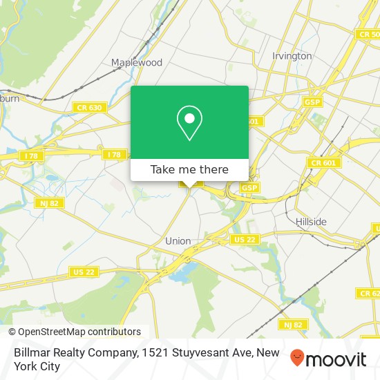 Mapa de Billmar Realty Company, 1521 Stuyvesant Ave