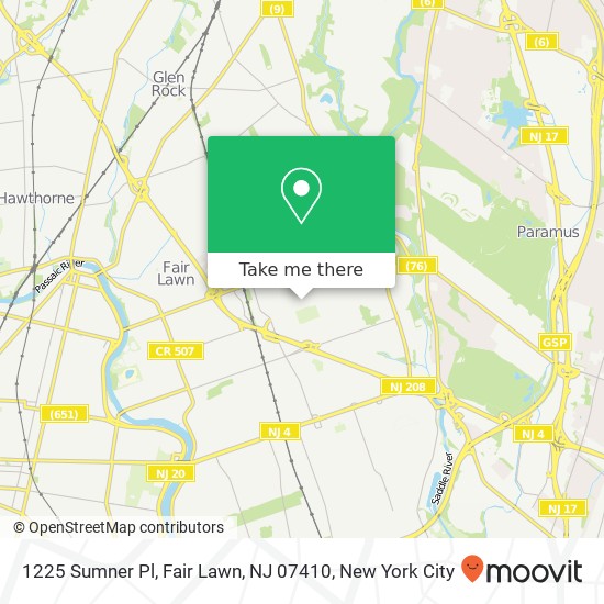Mapa de 1225 Sumner Pl, Fair Lawn, NJ 07410