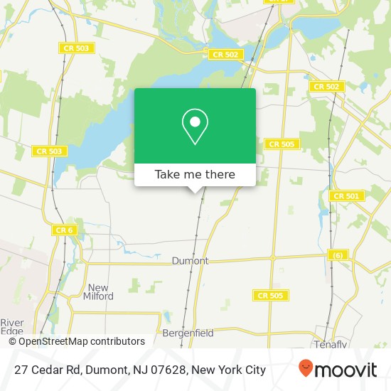 Mapa de 27 Cedar Rd, Dumont, NJ 07628