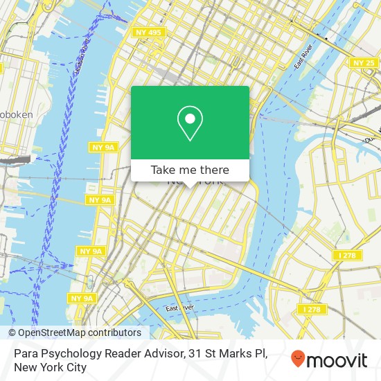 Mapa de Para Psychology Reader Advisor, 31 St Marks Pl