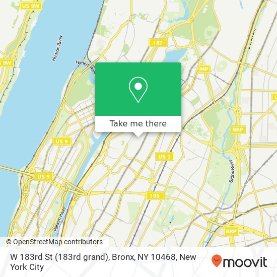 Mapa de W 183rd St (183rd grand), Bronx, NY 10468
