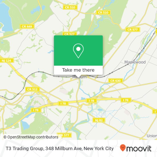 Mapa de T3 Trading Group, 348 Millburn Ave