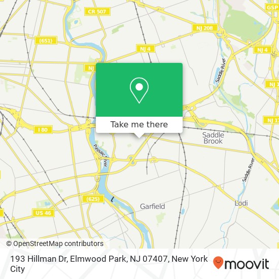 Mapa de 193 Hillman Dr, Elmwood Park, NJ 07407