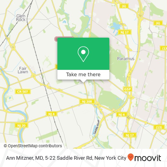 Ann Mitzner, MD, 5-22 Saddle River Rd map