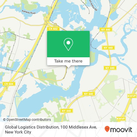 Mapa de Global Logistics Distribution, 100 Middlesex Ave