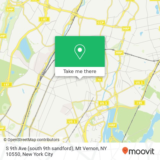Mapa de S 9th Ave (south 9th sandford), Mt Vernon, NY 10550