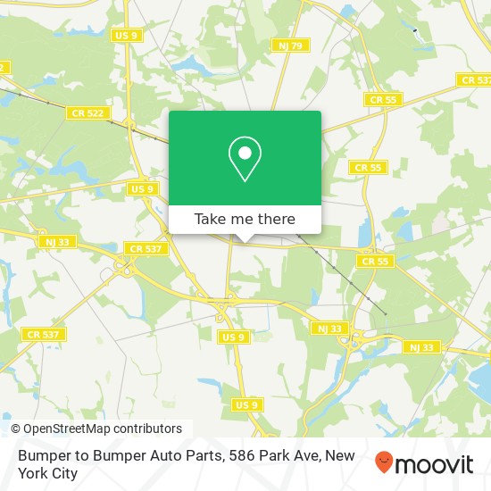 Mapa de Bumper to Bumper Auto Parts, 586 Park Ave