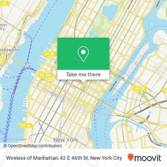 Wireless of Manhattan, 42 E 46th St map