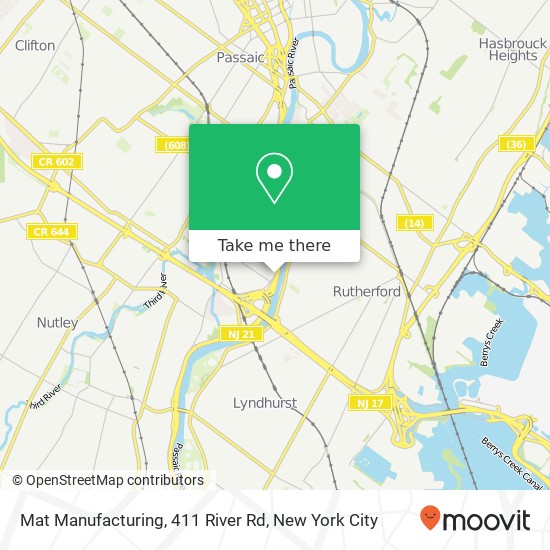 Mat Manufacturing, 411 River Rd map