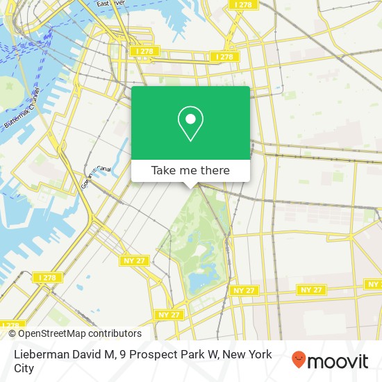Mapa de Lieberman David M, 9 Prospect Park W