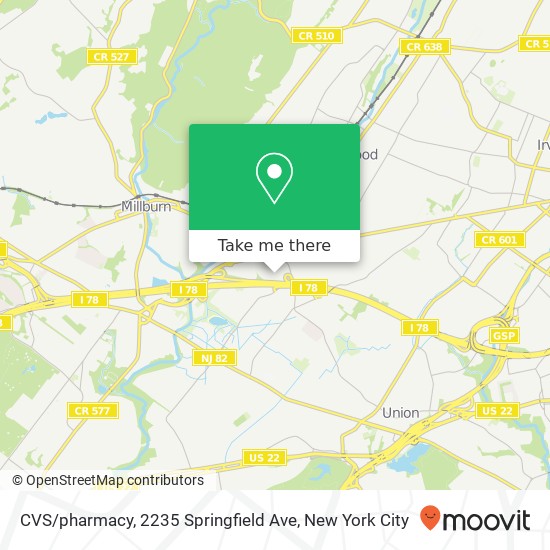 Mapa de CVS / pharmacy, 2235 Springfield Ave