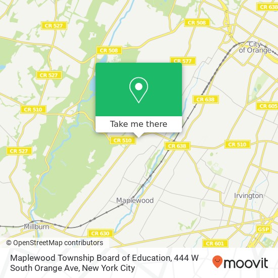 Mapa de Maplewood Township Board of Education, 444 W South Orange Ave