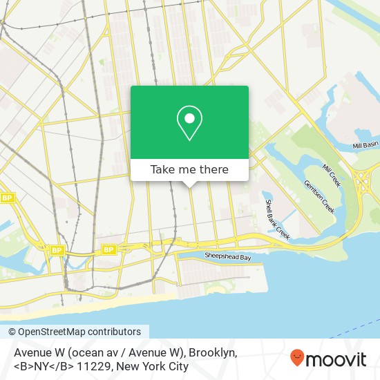 Mapa de Avenue W (ocean av / Avenue W), Brooklyn, <B>NY< / B> 11229