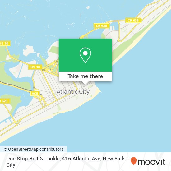 Mapa de One Stop Bait & Tackle, 416 Atlantic Ave