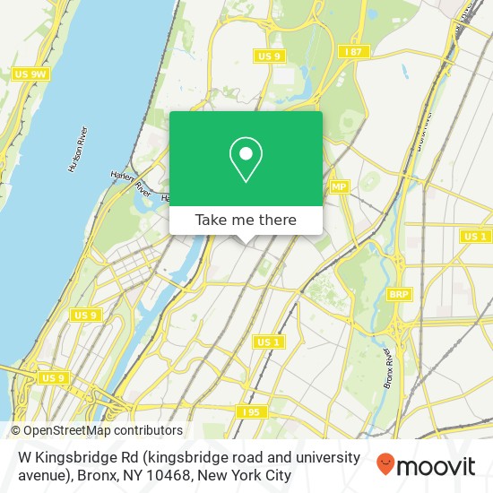 Mapa de W Kingsbridge Rd (kingsbridge road and university avenue), Bronx, NY 10468