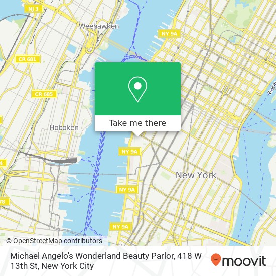 Mapa de Michael Angelo's Wonderland Beauty Parlor, 418 W 13th St