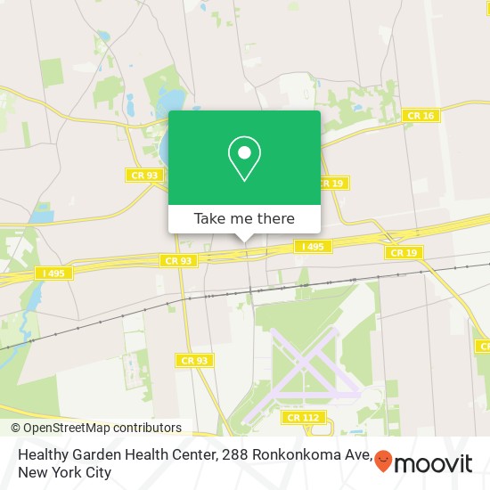 Mapa de Healthy Garden Health Center, 288 Ronkonkoma Ave