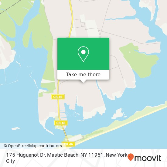 Mapa de 175 Huguenot Dr, Mastic Beach, NY 11951