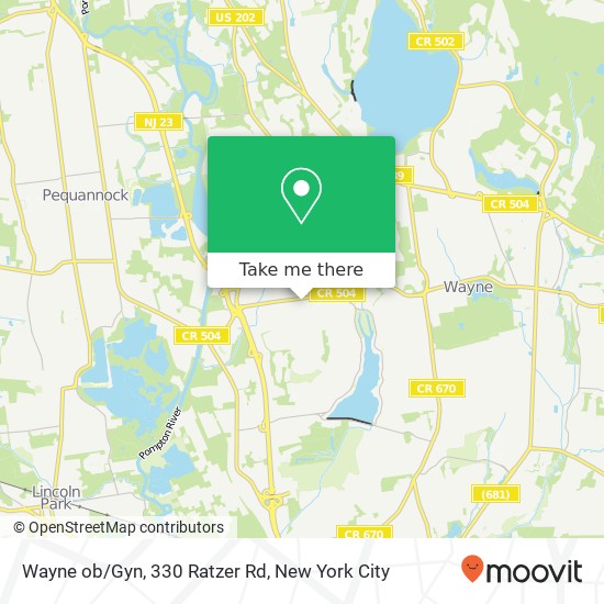 Mapa de Wayne ob/Gyn, 330 Ratzer Rd