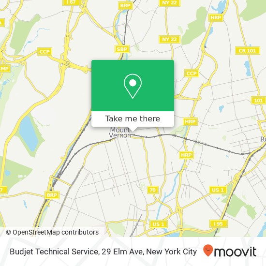 Mapa de Budjet Technical Service, 29 Elm Ave