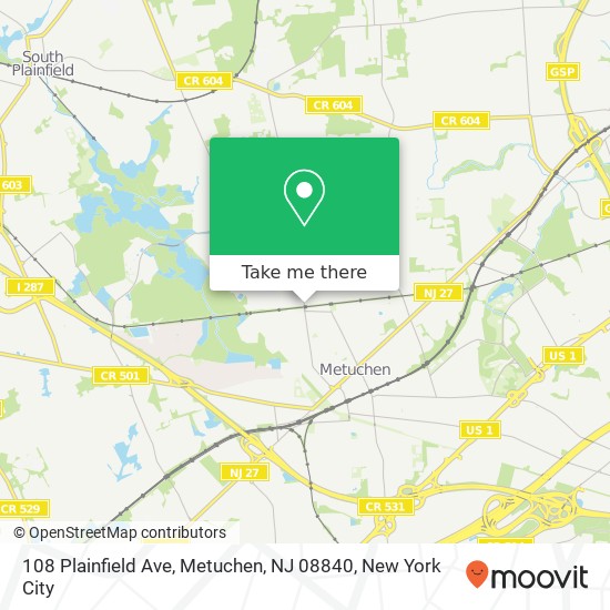 108 Plainfield Ave, Metuchen, NJ 08840 map