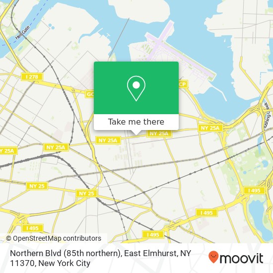 Mapa de Northern Blvd (85th northern), East Elmhurst, NY 11370