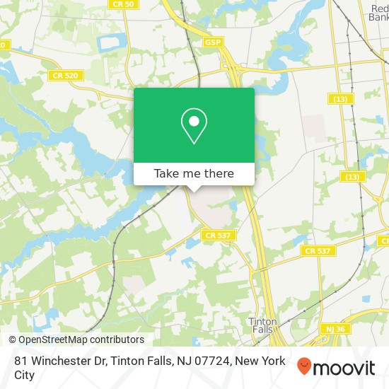 Mapa de 81 Winchester Dr, Tinton Falls, NJ 07724