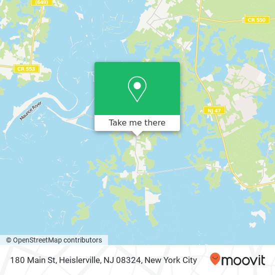 Mapa de 180 Main St, Heislerville, NJ 08324