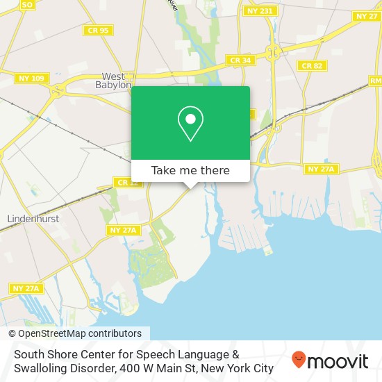 Mapa de South Shore Center for Speech Language & Swalloling Disorder, 400 W Main St