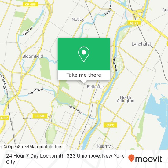 24 Hour 7 Day Locksmith, 323 Union Ave map