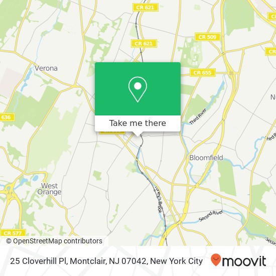 Mapa de 25 Cloverhill Pl, Montclair, NJ 07042