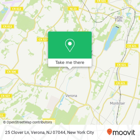 Mapa de 25 Clover Ln, Verona, NJ 07044