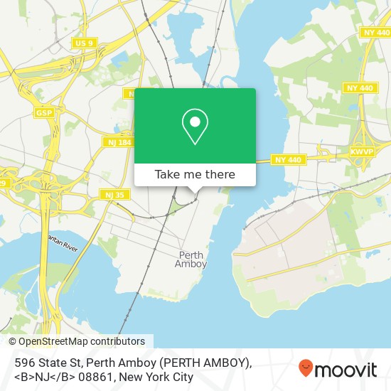 Mapa de 596 State St, Perth Amboy (PERTH AMBOY), <B>NJ< / B> 08861