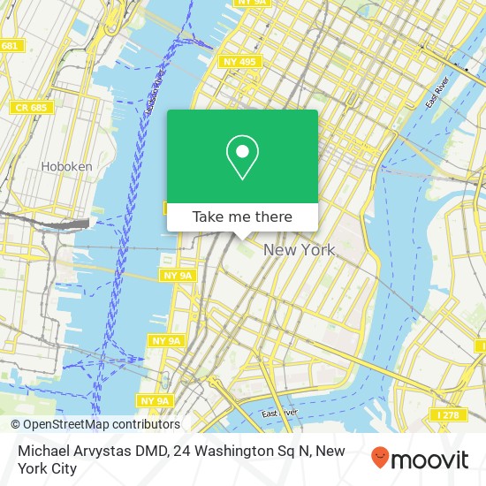 Michael Arvystas DMD, 24 Washington Sq N map